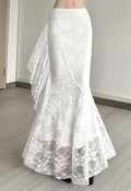 White All‑Over Lace Panel Mermaid Maxi Skirt